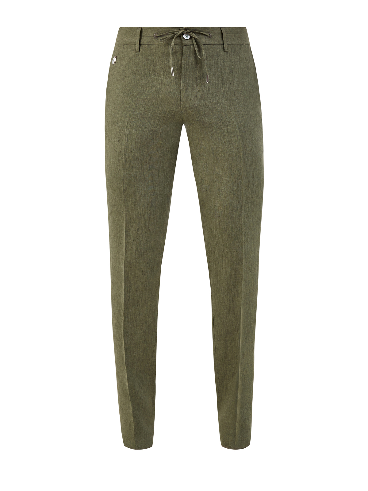Льняные брюки с поясом на кулиске и литой символикой BERTOLO CASHMERE, цвет зеленый, размер 46;48;50;52;54;56;58 - фото 1
