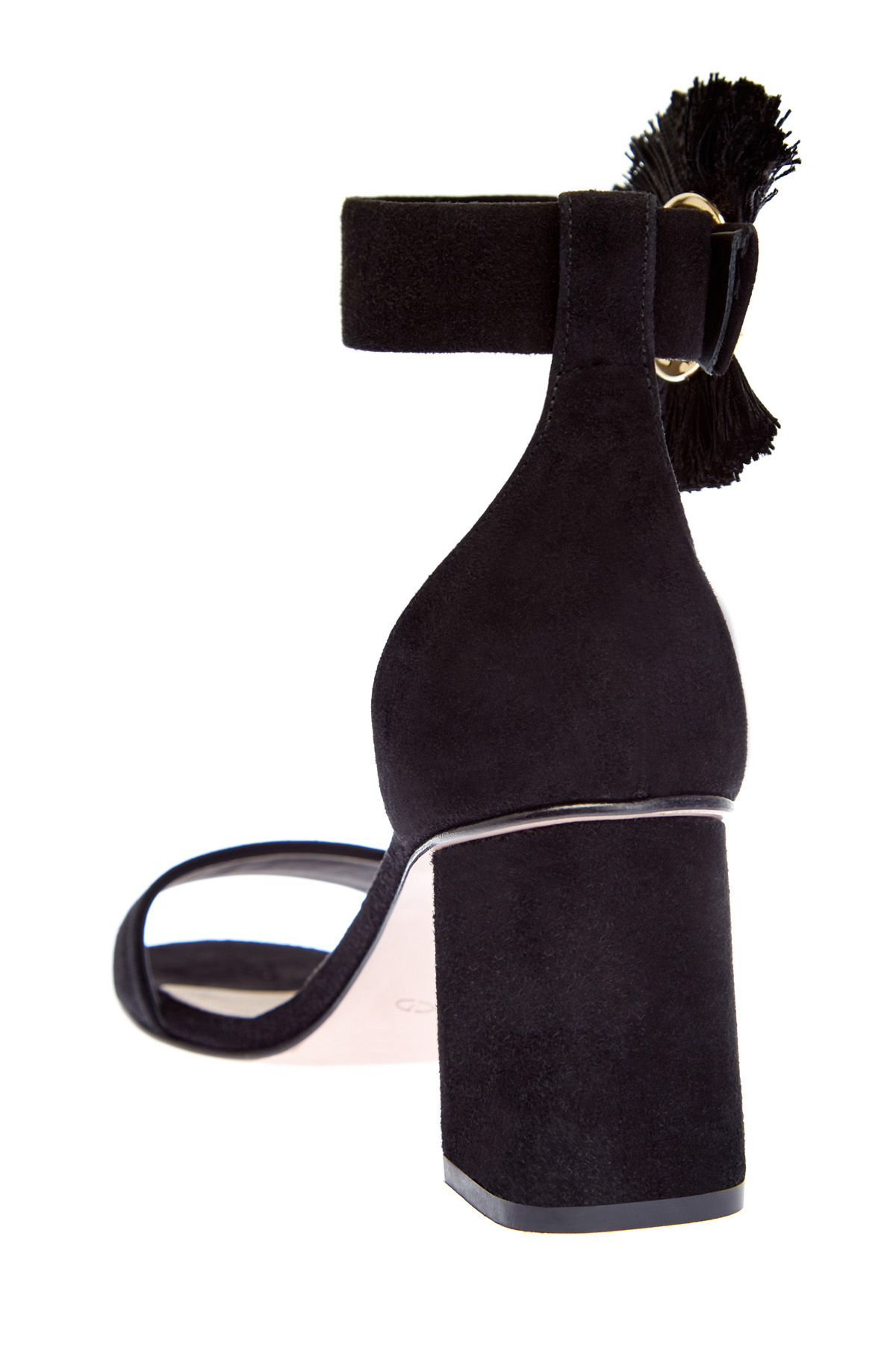 Босоножки из бархатистой замши на устойчивом каблуке REDVALENTINO, цвет черный, размер 38;38.5;39;39.5 - фото 4