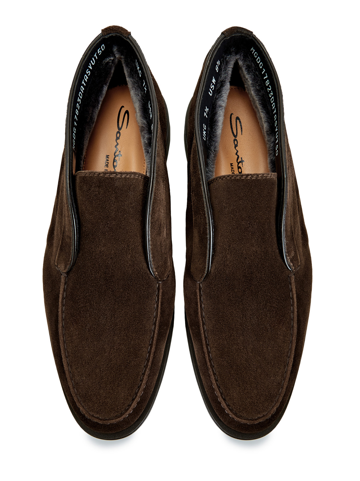 Замшевые ботинки с внутренней отделкой из овчины SANTONI, цвет коричневый, размер 40;40.5;41;41.5;42;43;43.5;44;44.5 - фото 5