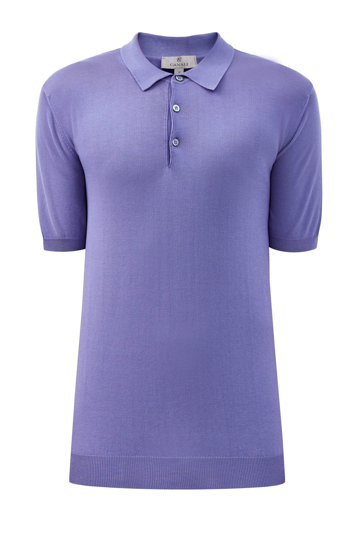 Джемпер-поло из легкой хлопковой пряжи CANALI, цвет фиолетовый, размер 52;60 - фото 1