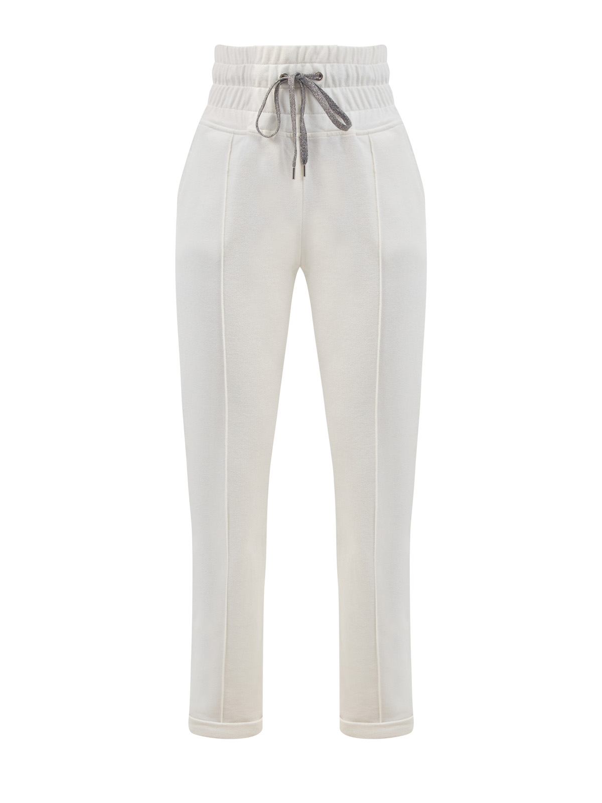 Высокие брюки из мягкого хлопка с широким эластичным поясом ELEVENTY, цвет белый, размер 40;42;44;46 - фото 1