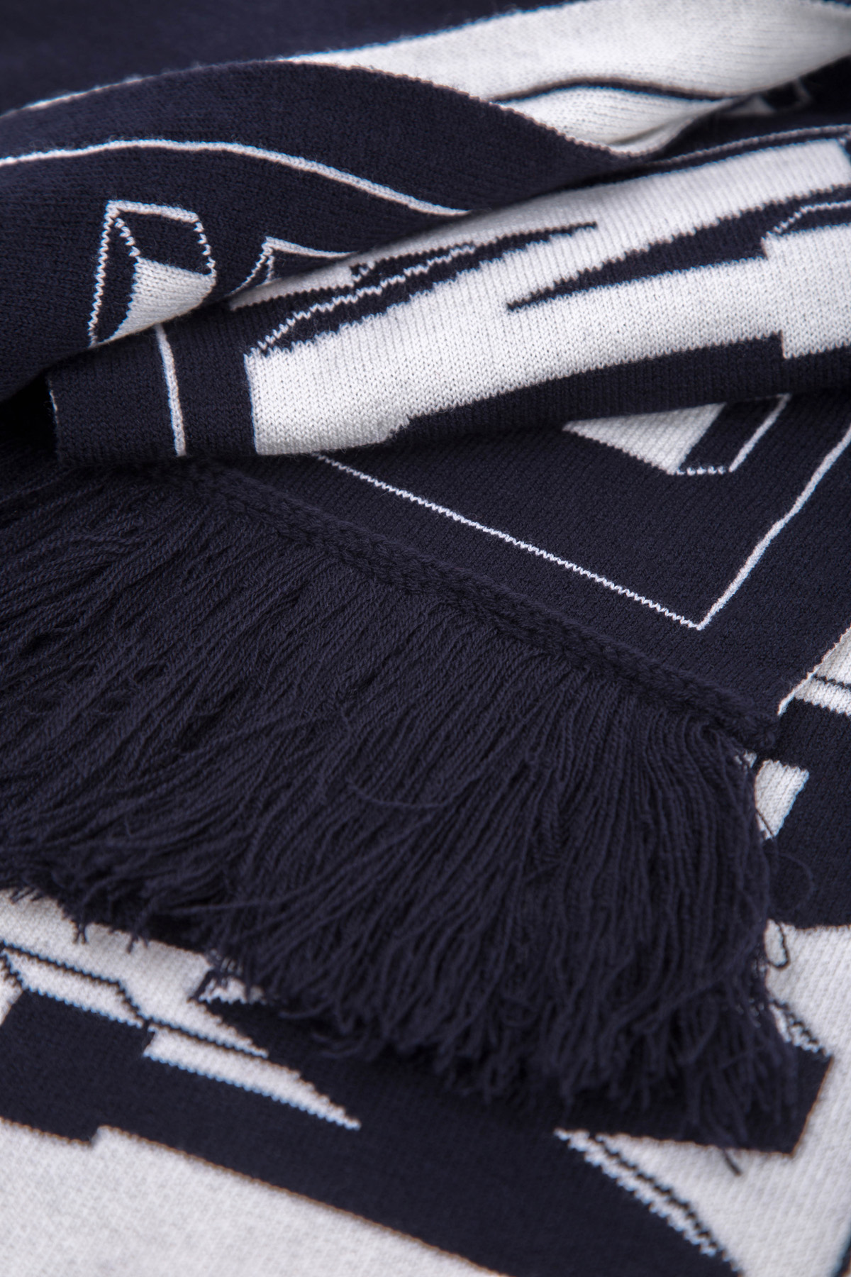 Шерстяной шарф с контрастной монограммой MONCLER, цвет черно-белый, размер 48 - фото 3