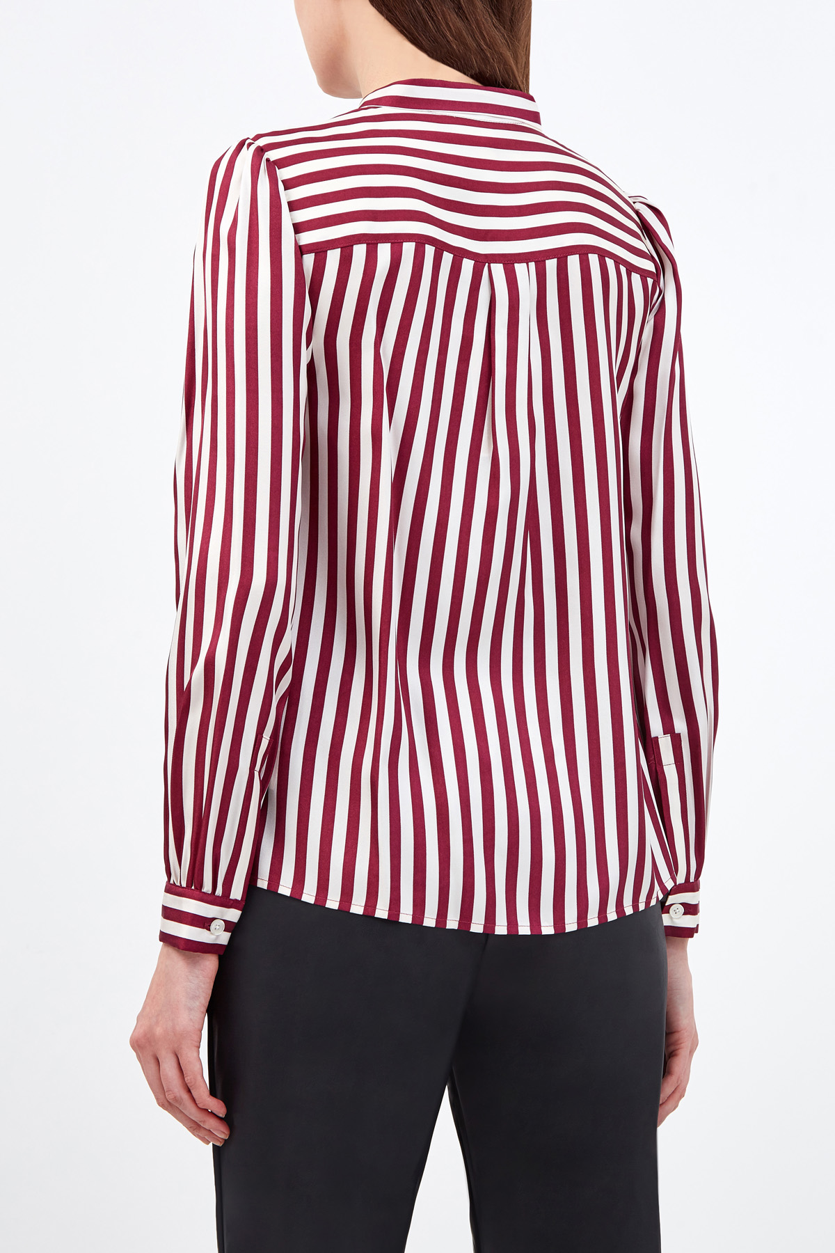 Шелковая блуза в полоску с лентами на вороте MICHAEL Michael Kors, цвет мульти, размер S - фото 4