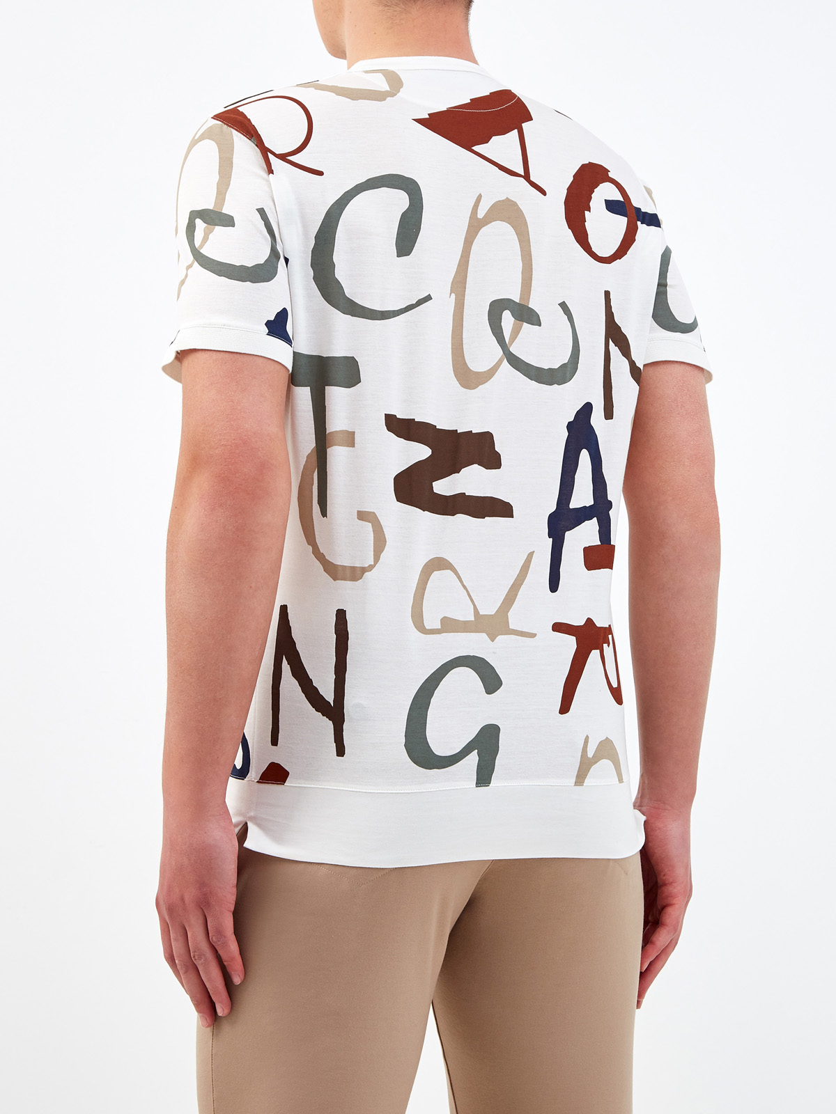 Хлопковая футболка из джерси с контрастным принтом CORTIGIANI, цвет белый, размер 52;54;56;58;50 - фото 4