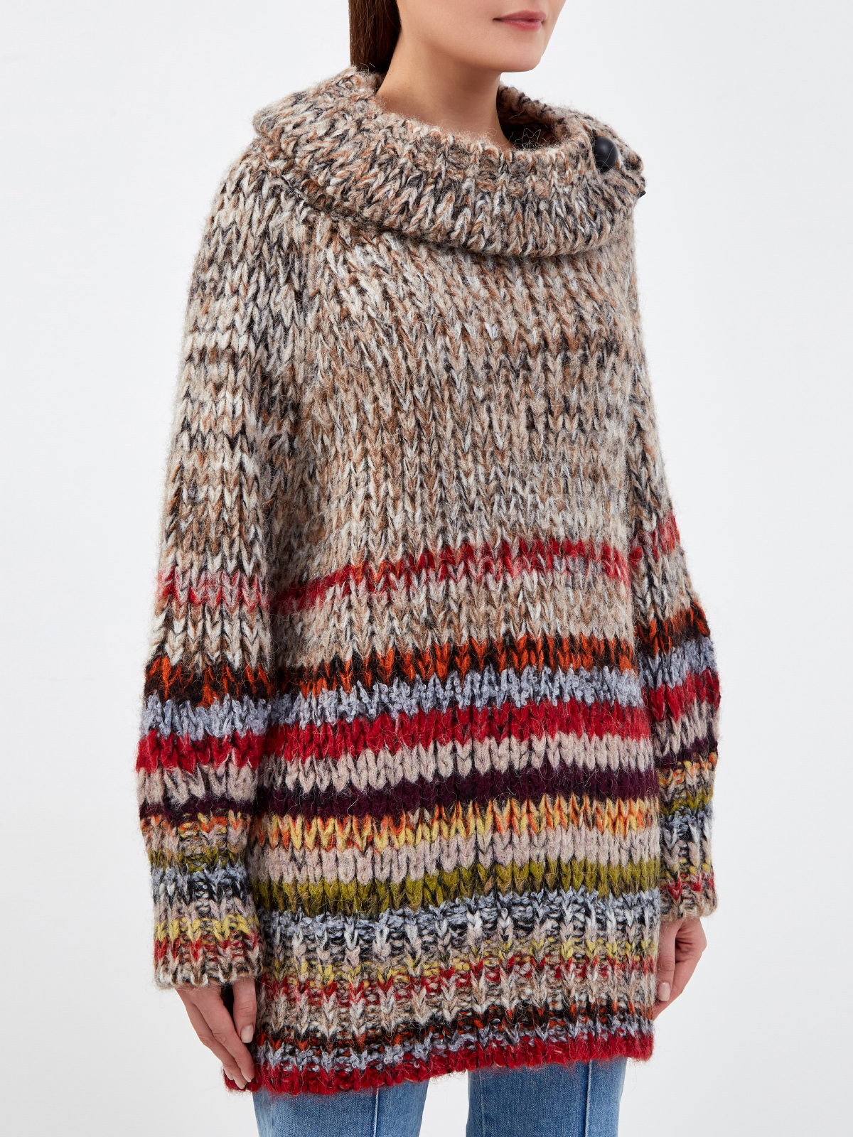 Объемный oversize-свитер из шерсти альпака STELLA McCARTNEY, цвет бежевый, размер XS;S - фото 3