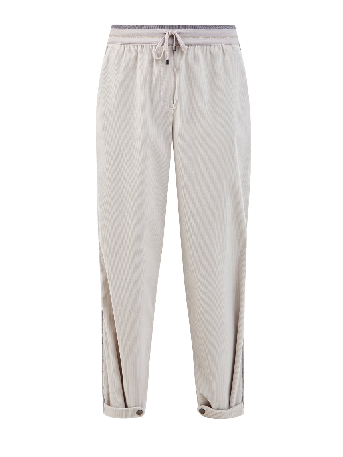 Вельветовые брюки-джоггеры с отворотами на кнопках LORENA ANTONIAZZI, цвет бежевый, размер 42 - фото 1