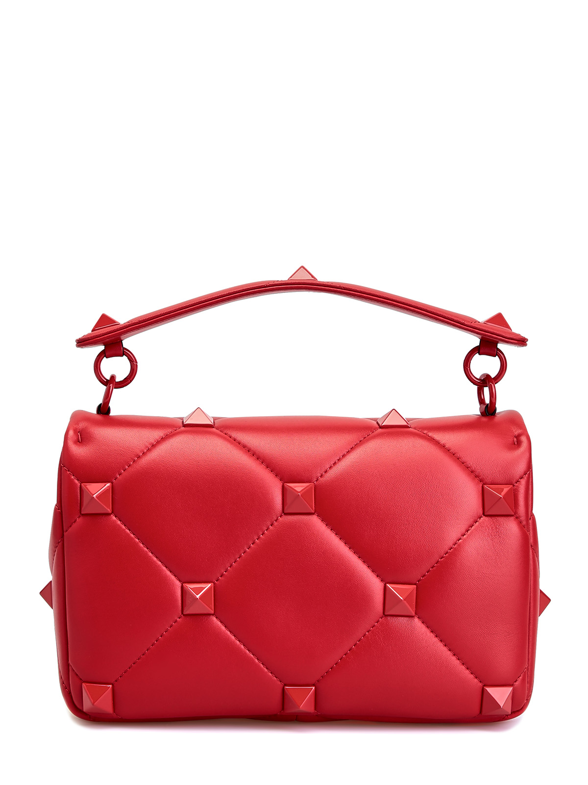 Стеганая сумка Roman Stud из мягкой кожи наппа VALENTINO, цвет красный, размер 42 - фото 4