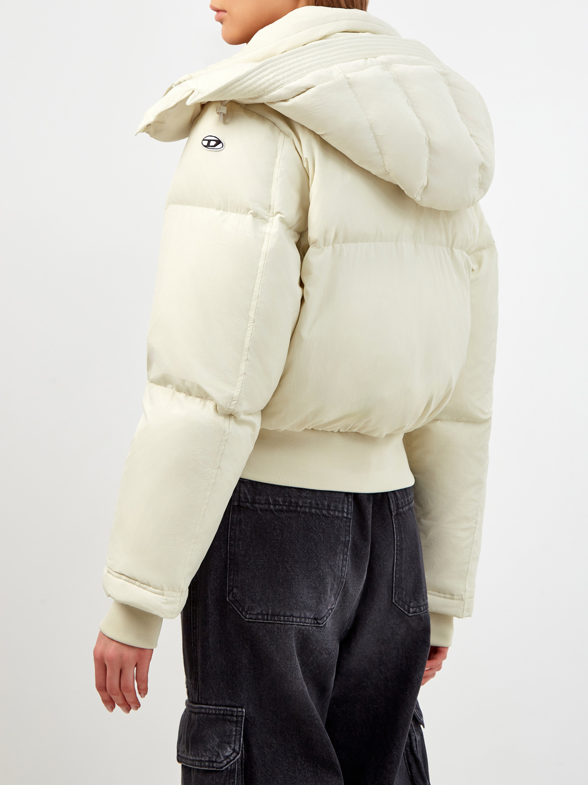 Укороченная куртка W-Peyt из нейлона ViralOff с капюшоном DIESEL, цвет бежевый, размер XS;S;M - фото 4