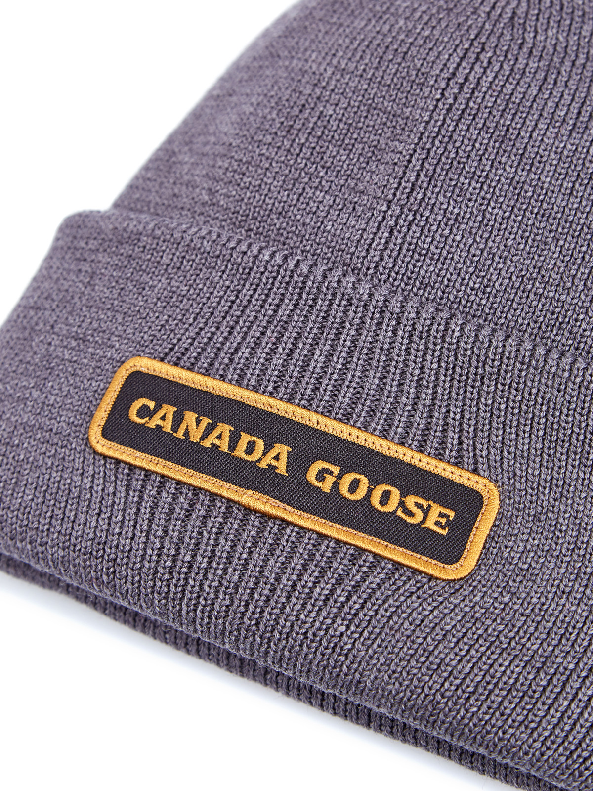 Теплая шапка из двухслойной шерсти с логотипом CANADA GOOSE, цвет серый, размер 40 - фото 3