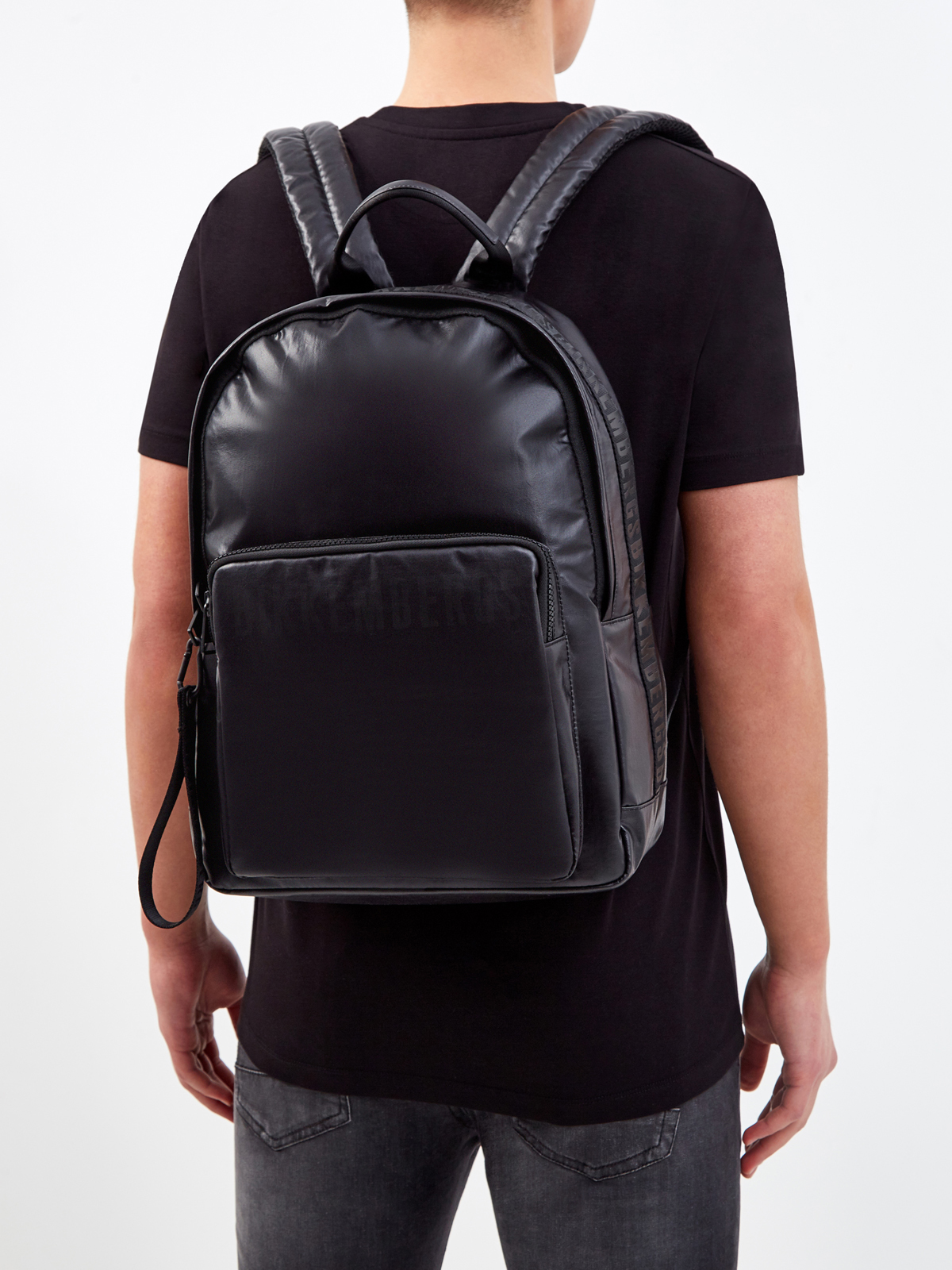 Рюкзак из глянцевого нейлона с мембранной спинкой BIKKEMBERGS, цвет черный, размер 5;6;7;8;9 - фото 2
