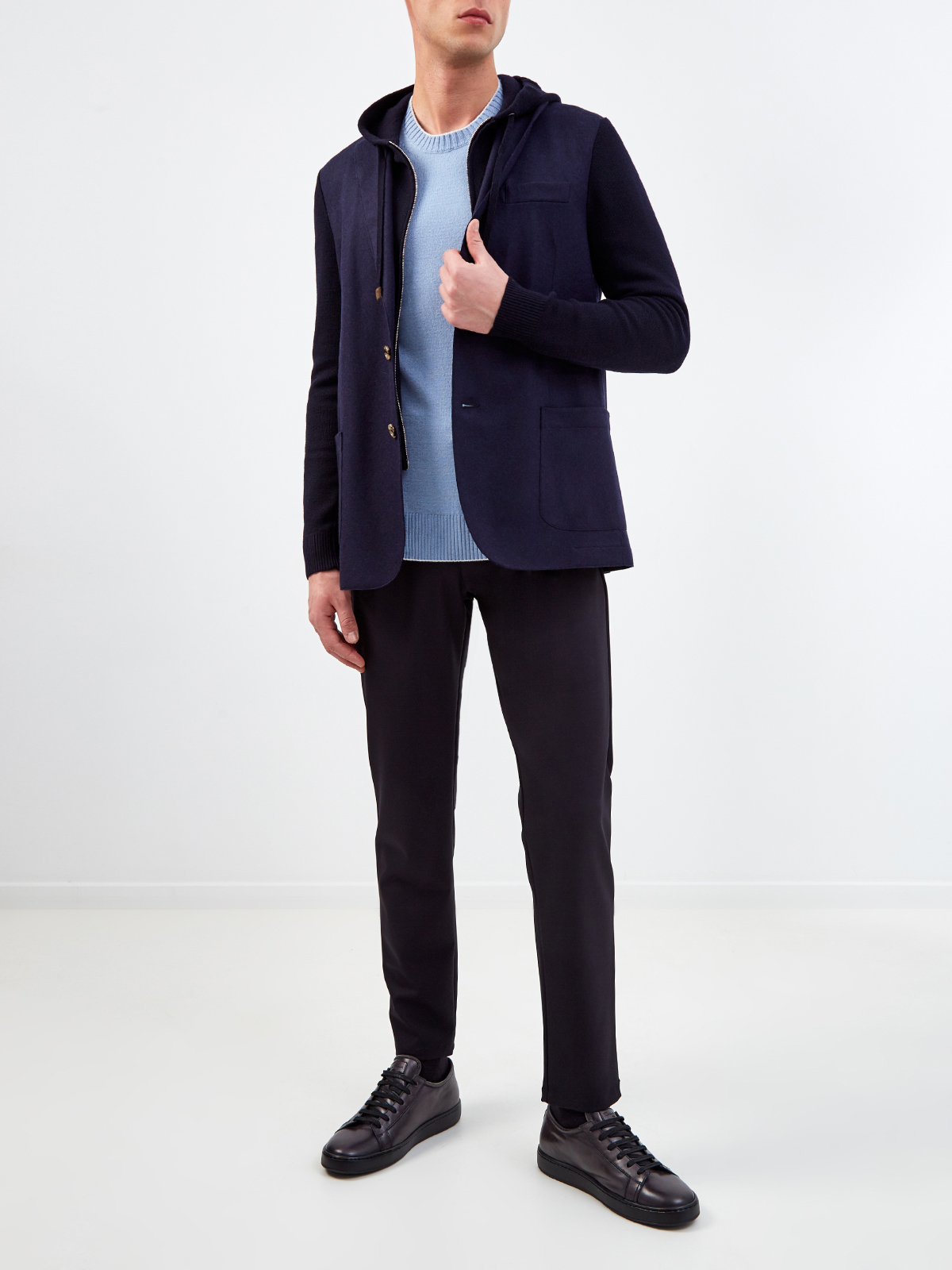 Пиджак в стиле casual из плотной шерстяной ткани ELEVENTY, цвет синий, размер 48;50 - фото 2