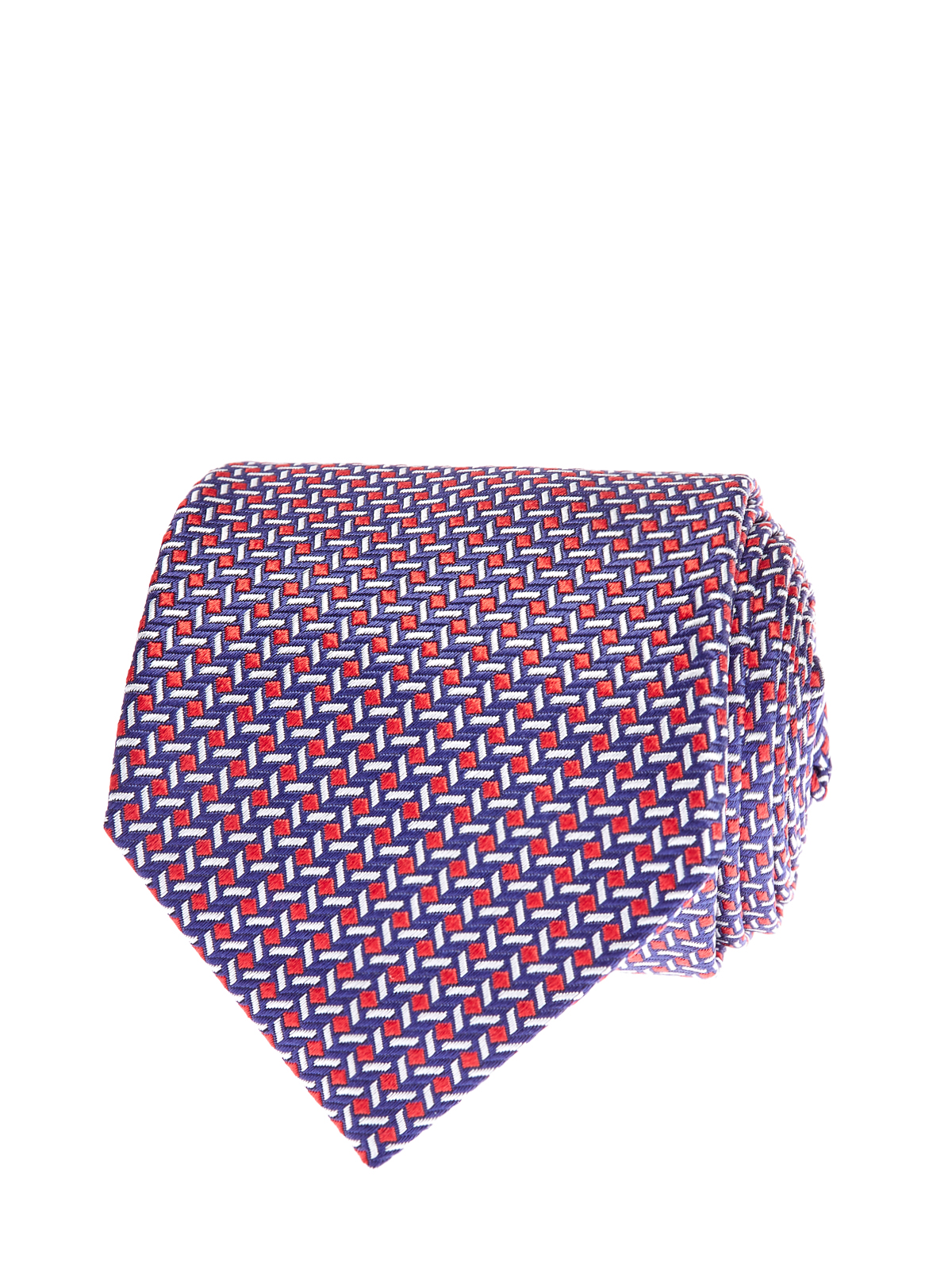Шелковый галстук с текстурным геометрическим принтом CANALI, цвет мульти, размер M