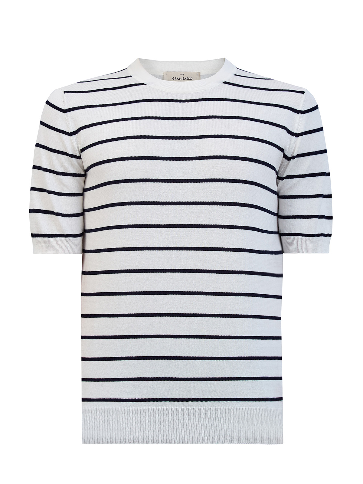 

Джемпер из хлопковой пряжи в полоску с короткими рукавами, Белый, Джемпер из хлопковой пряжи в полоску с короткими рукавами