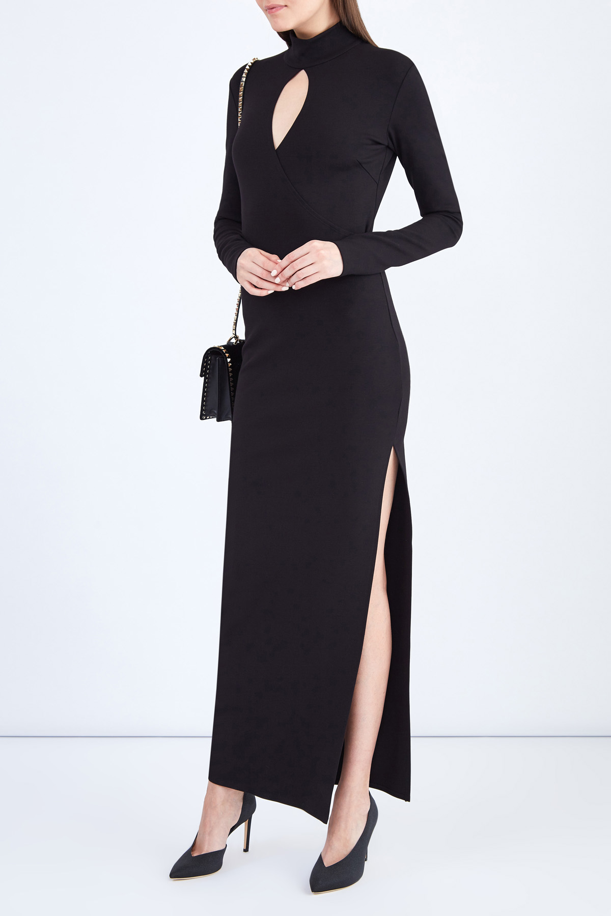 Платье-макси из струящейся ткани с высоким разрезом на подоле ALEXANDER TEREKHOV, цвет черный, размер 48 - фото 2