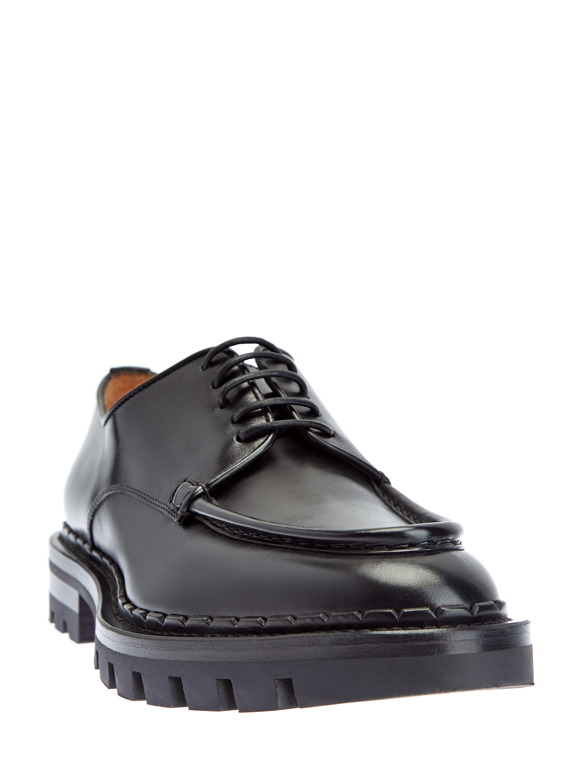 Ботинки-дерби из гладкой полированной кожи SANTONI, цвет черный, размер 36.5;37.5;40;39.5 - фото 3