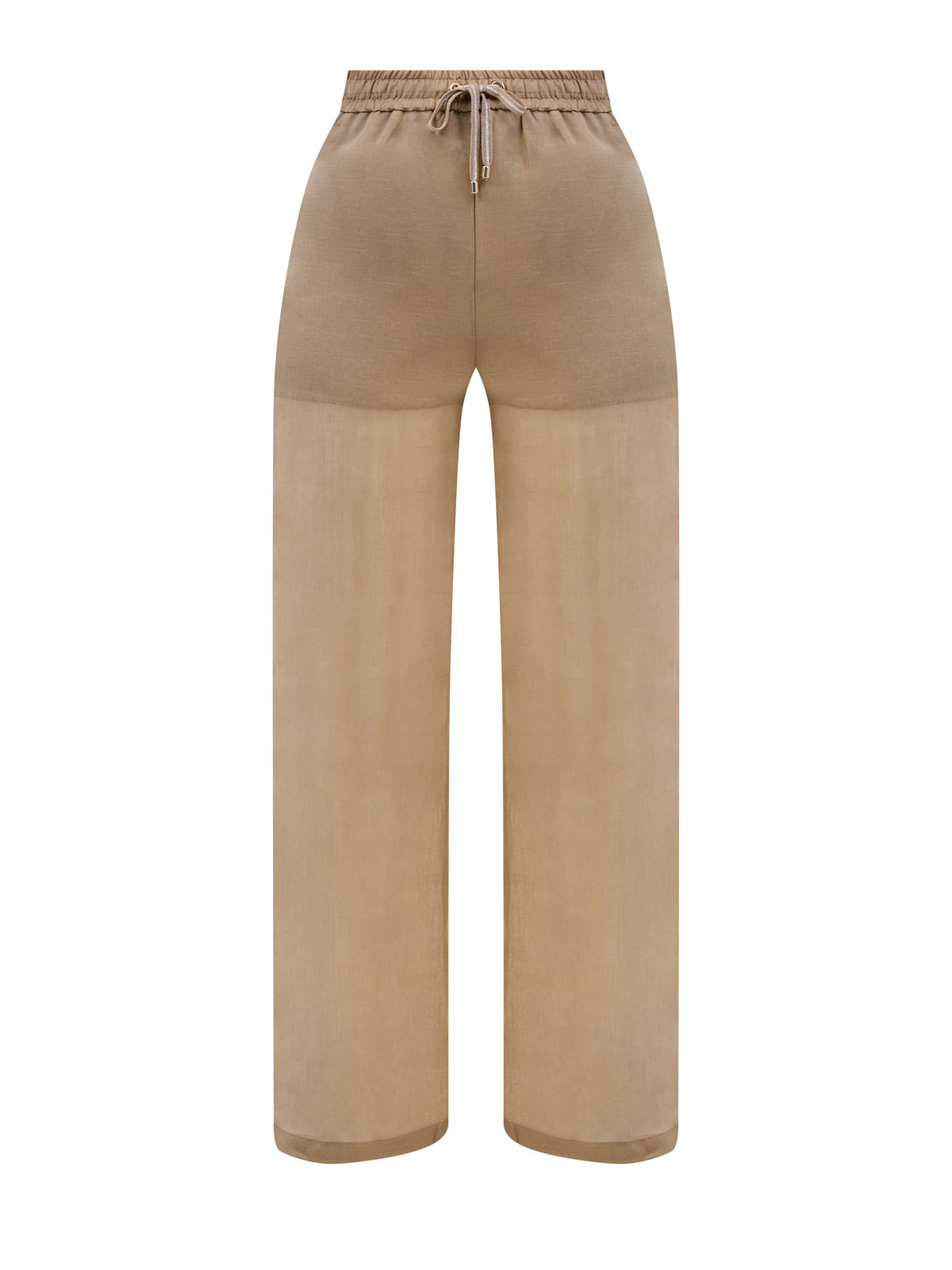 Легкие брюки-палаццо из волокна рами с эластичным поясом LORENA ANTONIAZZI, цвет бежевый, размер 40;42;44;46