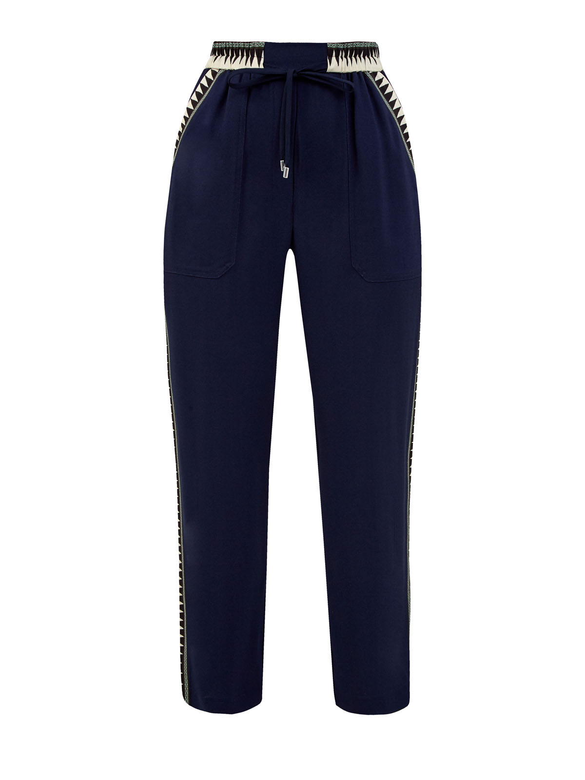 Укороченные брюки с принтом и эластичным поясом ETRO синего цвета