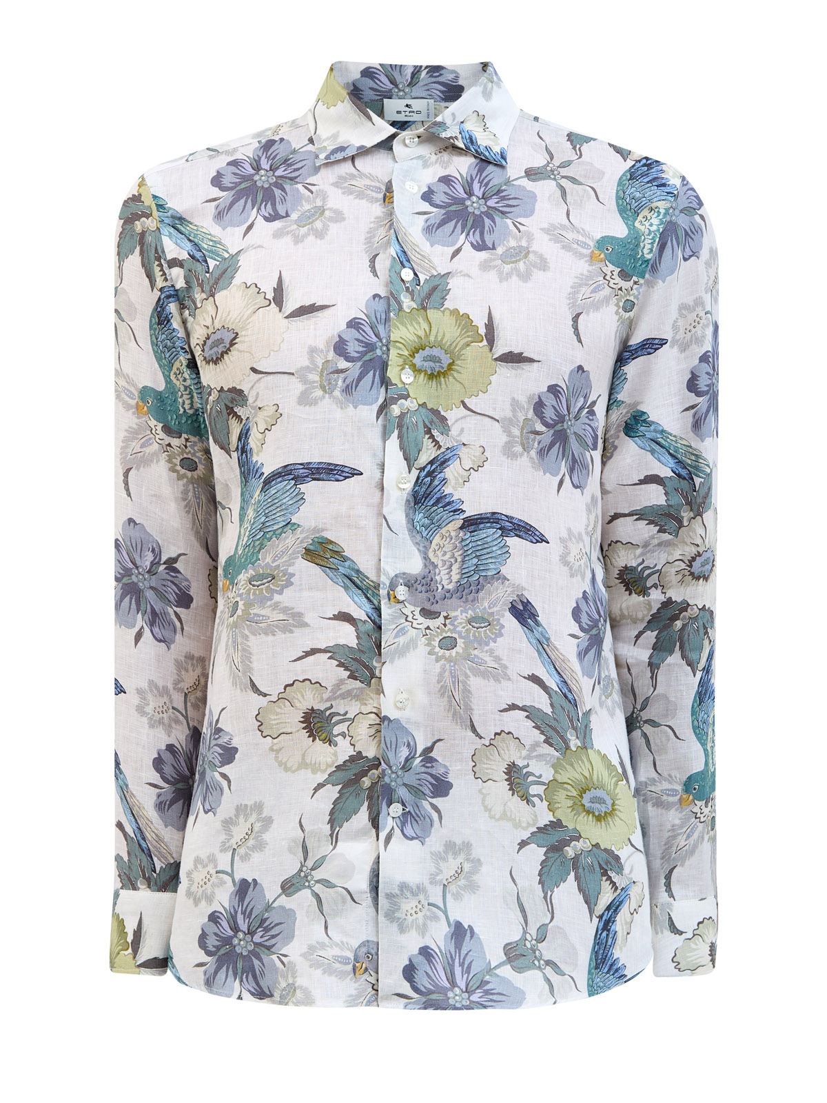 Свободная рубашка из льняной ткани с флористическим принтом ETRO, цвет мульти, размер 52;52;54