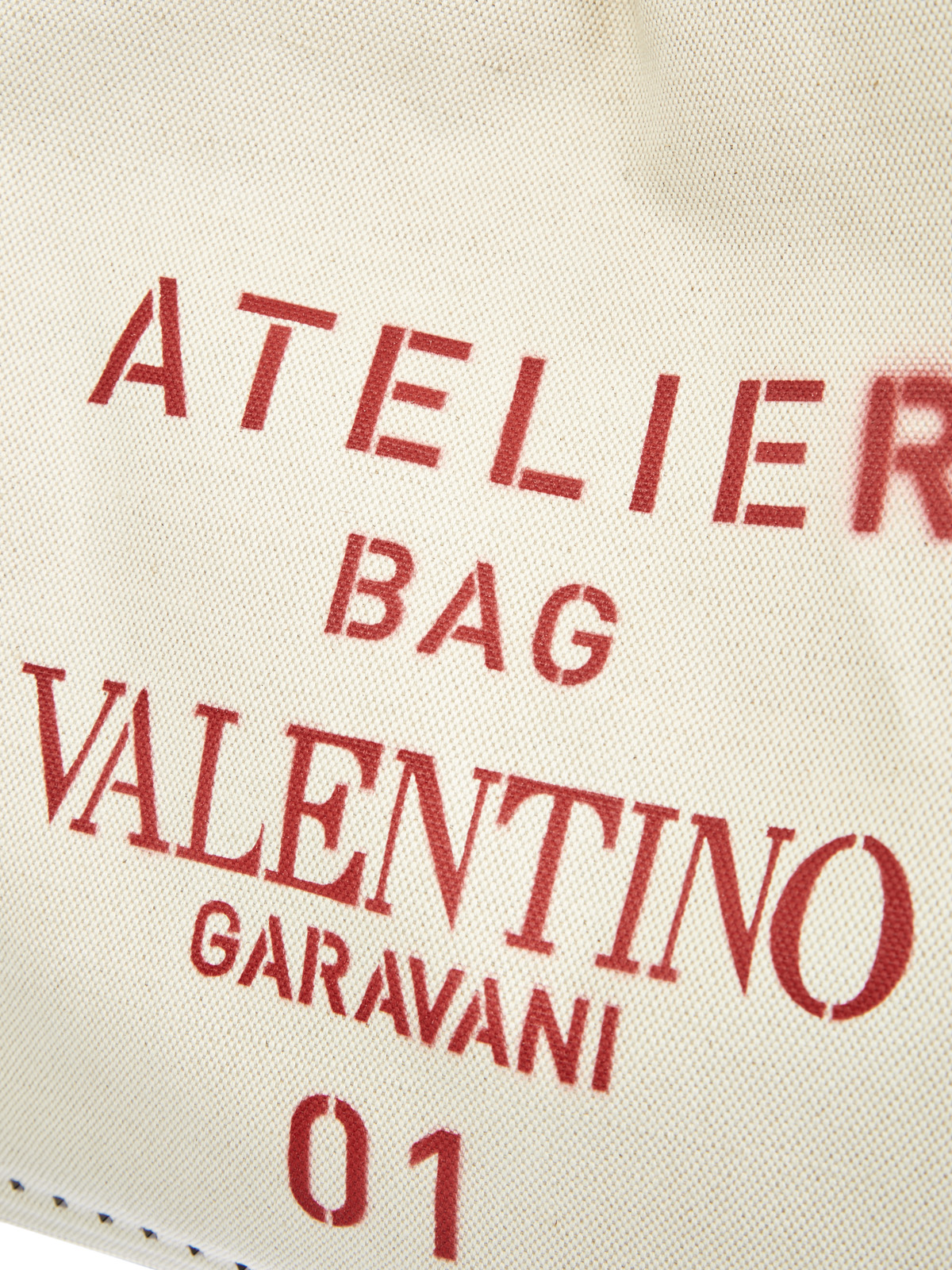 Сумка Atelier Bag с трафаретным принтом и кожаной отделкой VALENTINO, цвет белый, размер 37;38;39;40;38.5 - фото 6