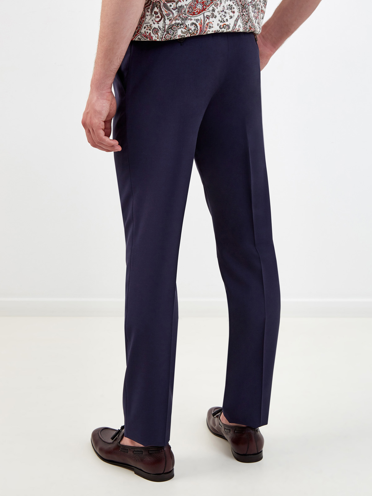 Классические брюки из гладкой костюмной ткани ETRO, цвет синий, размер 44;48;50;54;56;46 - фото 4