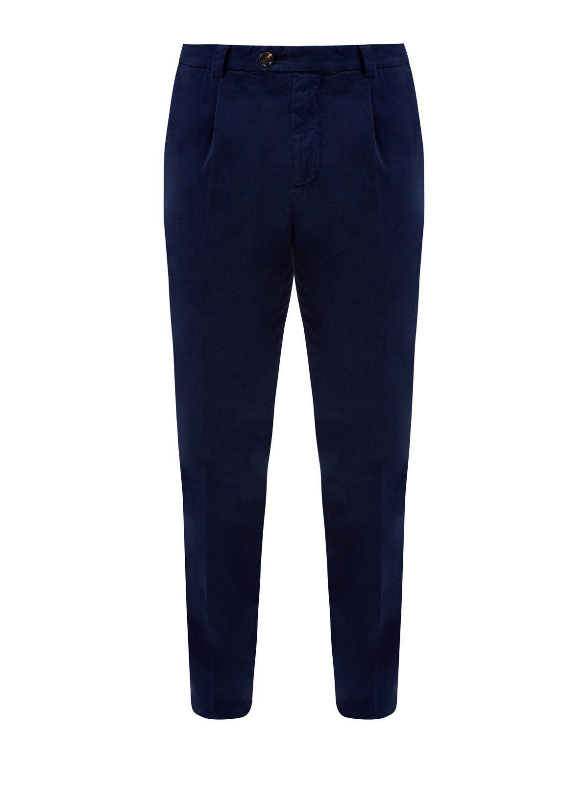 Однотонные брюки из хлопкового габардина и кашемира BRUNELLO CUCINELLI, цвет синий, размер 46;48;50;52 - фото 1