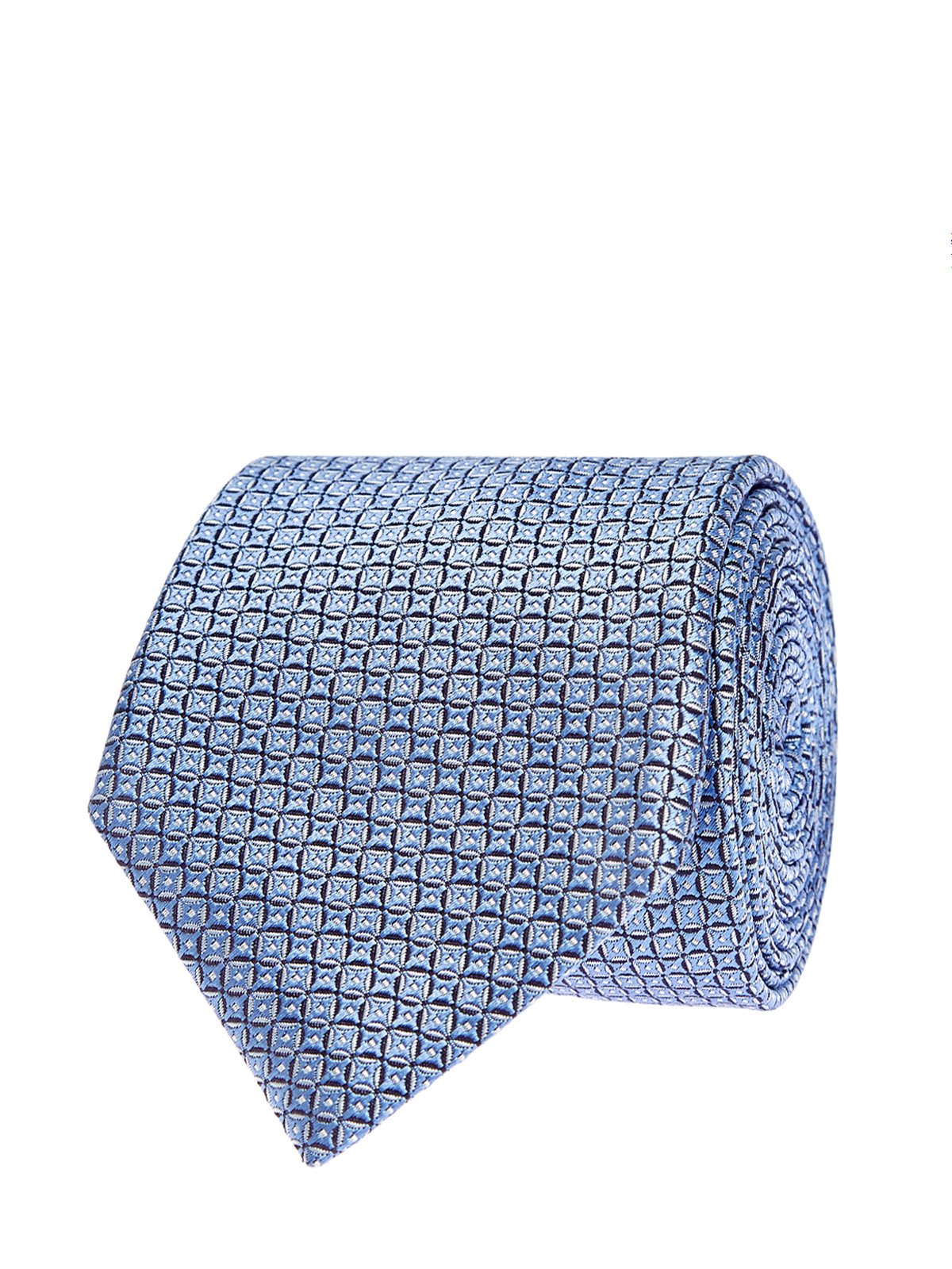 Галстук из шелкового жаккарда с фактурным вышитым принтом CANALI, цвет голубой, размер 42;44;46;48;40