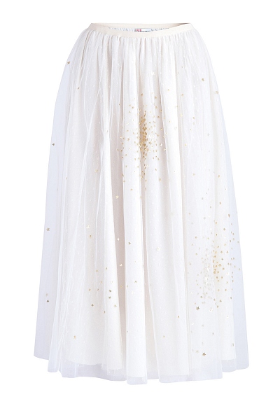 Многослойная юбка из тюля с вышивкой пайетками в форме звезд