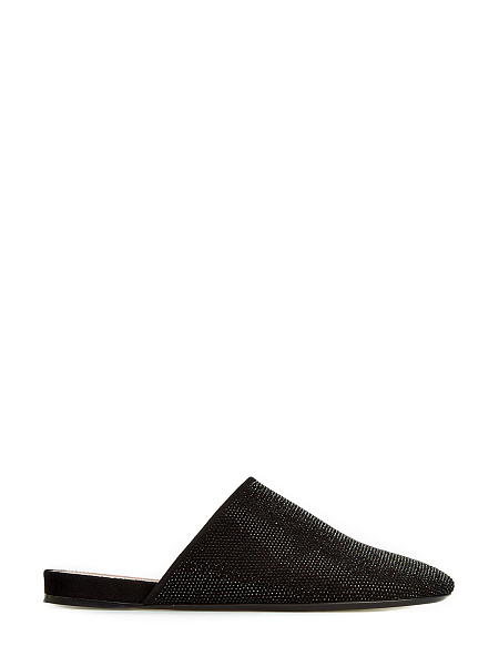 Мюли из кожи и мягкой замши с мерцающими кристаллами