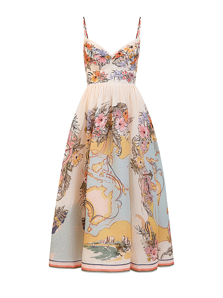 Льняное платье Tallow Tucked с мотивом Nautical Map