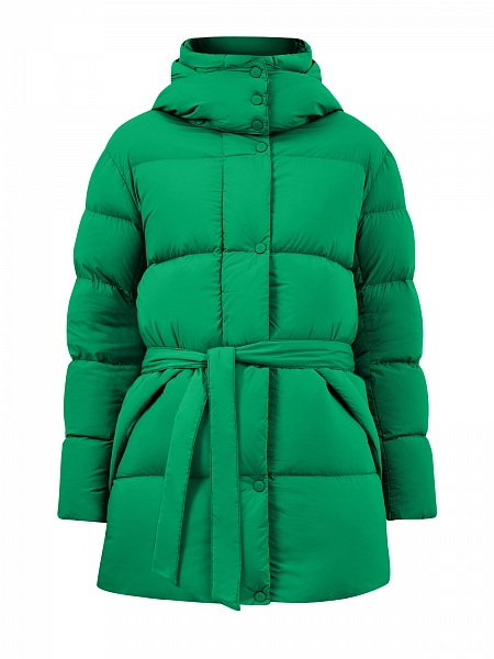 Пуховик Brea из матового нейлона Silky Dull с поясом