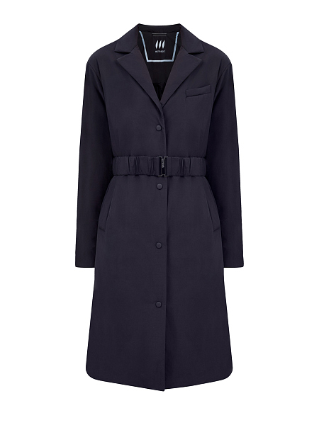 Утепленный плащ с лацканами и эластичным поясом