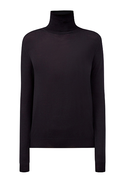 Черная водолазка из тонкой шерстяной пряжи