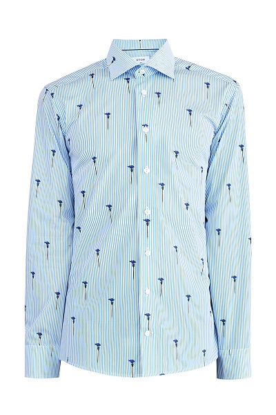 Рубашка силуэта Slim Fit из поплина с ироничным принтом в цветок