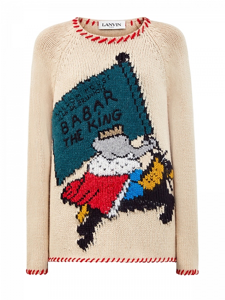 Шерстяной джемпер с принтом-интарсией «Babar the King»