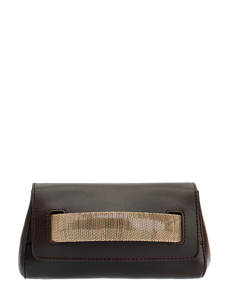 Кожаный клатч с блестящей ручкой и съемной цепочкой