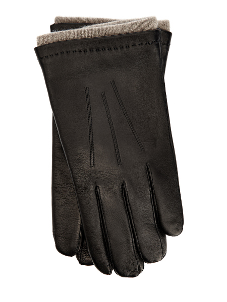 Перчатки из мягкой кожи с вязаной отделкой