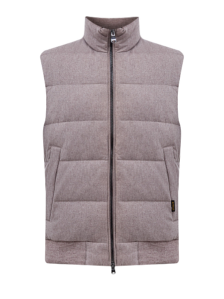 Пуховый жилет из кашемира с отделкой в стиле бомбера