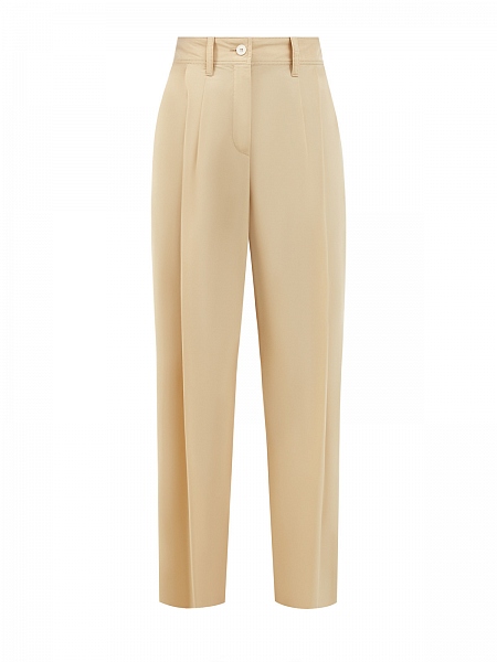 Брюки-палаццо архитектурного кроя из плотного хлопка
