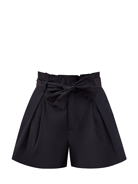 Однотонные шорты из ткани кади с поясом