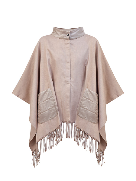 Пончо из тонкой шелковой пряжи и японского нейлона с бахромой