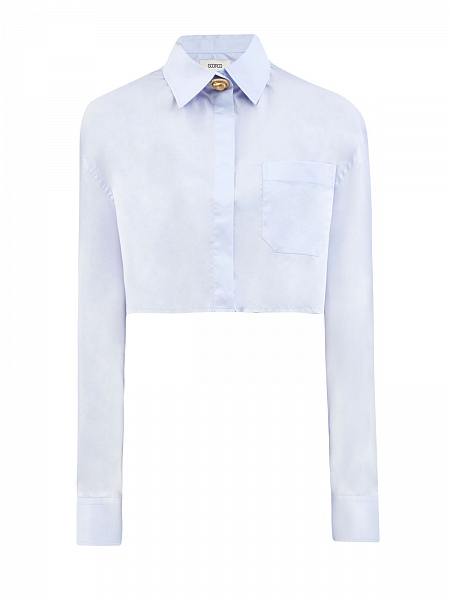 Кроп-рубашка из тонкого поплина с декоративной пуговицей