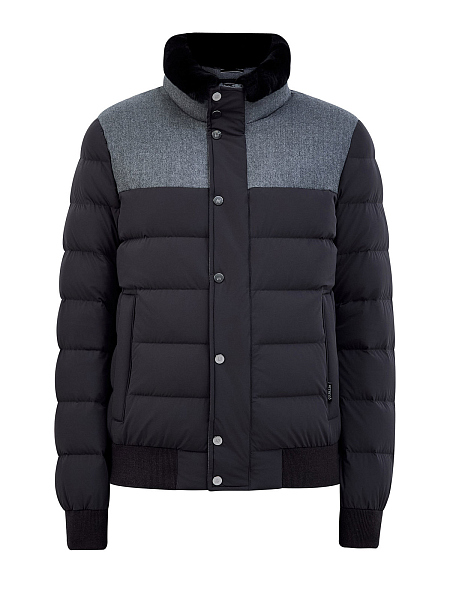 Стеганый пуховик из шерсти и нейлона со съемным мехом