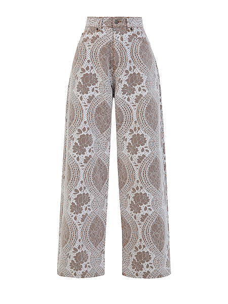 Брюки Wide Leg с кружевным эффектом и нашивкой на поясе