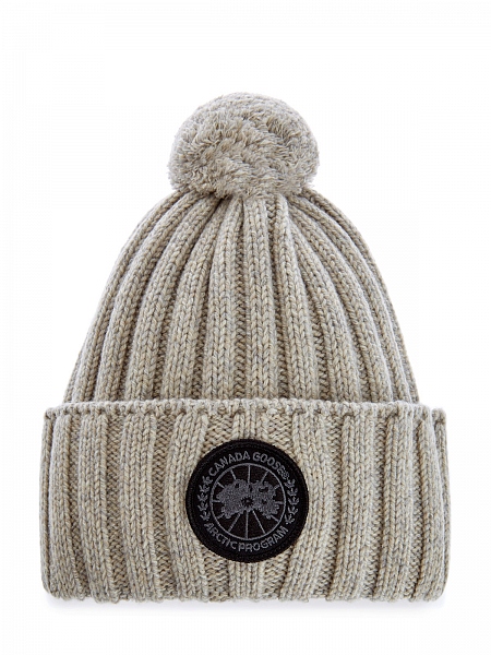 Шапка объемной вязки из шерсти и кашемира с помпоном