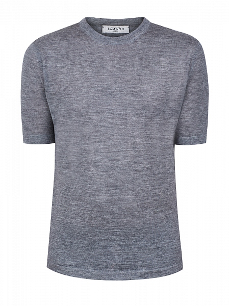 Минималистичная футболка из&nbsp;гладкого кашемира в&nbsp;меланжево-сером оттенке