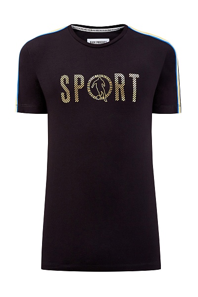 Хлопковая футболка из джерси с металлизированной аппликацией Sport