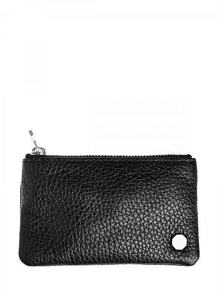 Черная ключница из&nbsp;фактурной кожи ламы с&nbsp;застежкой на&nbsp;молнию