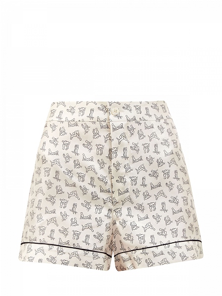 Пижамные шорты из атласного шелка с игривым принтом