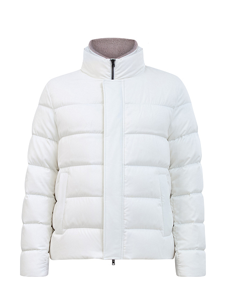 Стеганый пуховик со съемной вставкой из эко-меха 