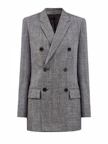 Двубортный жакет с фактурным узором в полоску